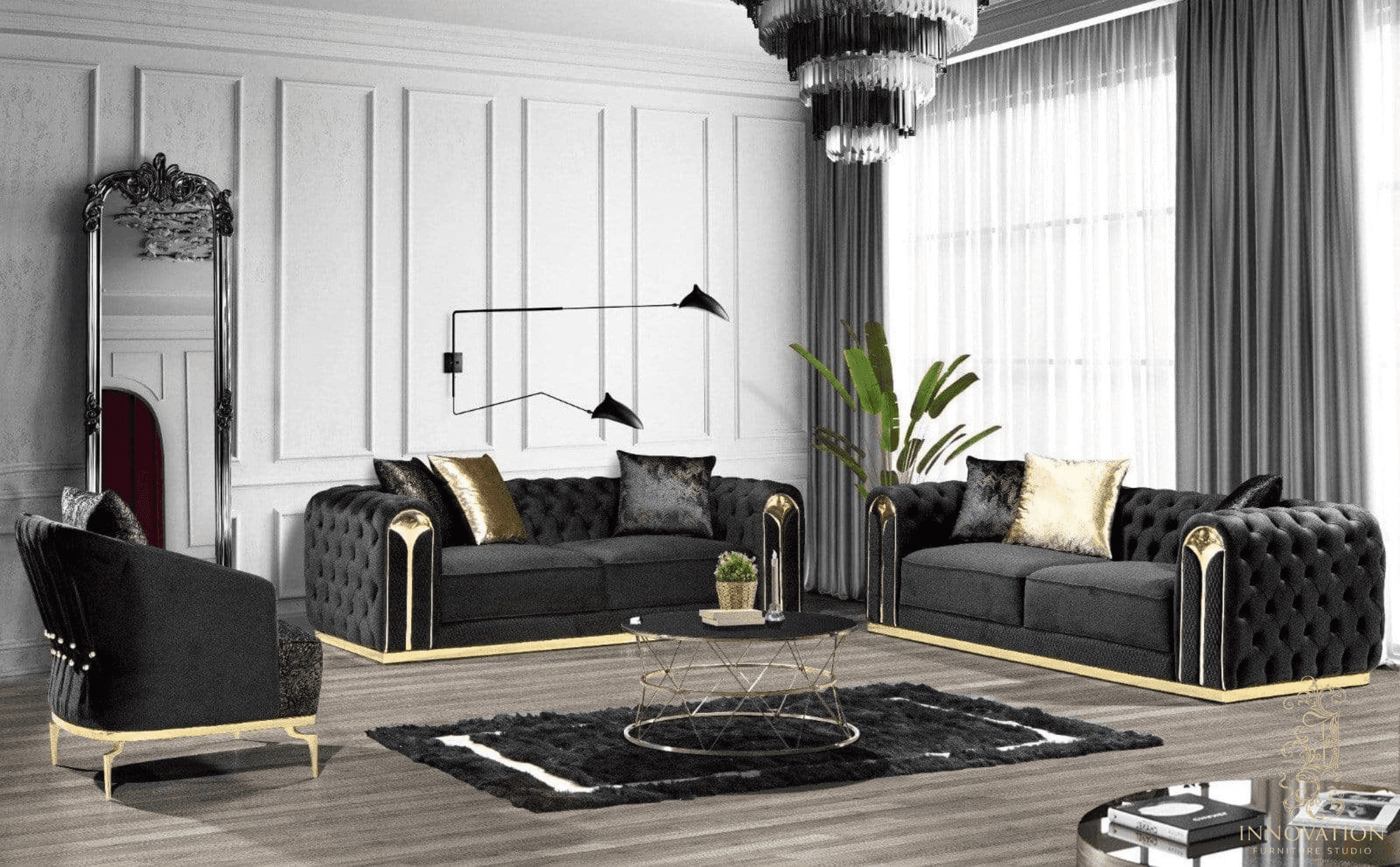 Regalia Noir Luxe Sofa Set — view 1