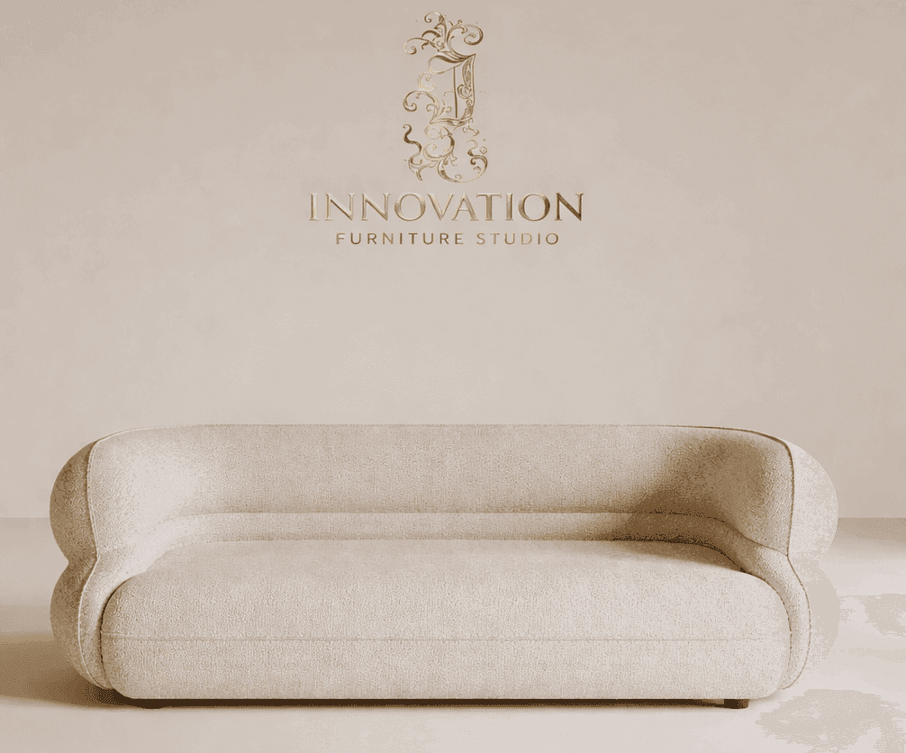 Modern Curved Bouclé Sofa — view 1